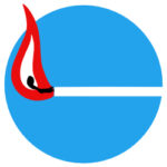 A match on a blue circle